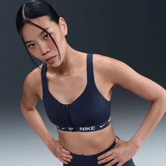 Nike Womens Indy High Support Padded Front-Zip Sports Bra in Blue | HQ2751-410