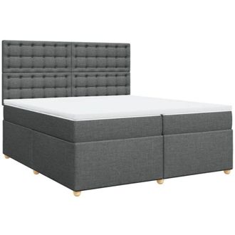 vidaXL Cama Box Spring Con Colch&oacute;n Tela Gris Oscuro 200x200 Cm Vidaxl