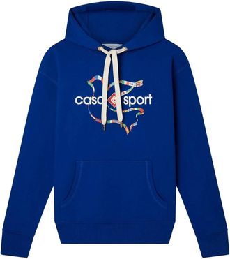 Casablanca Mens Drapeau De Collombes Printed Blue Hoodie Cotton - Size X-Large