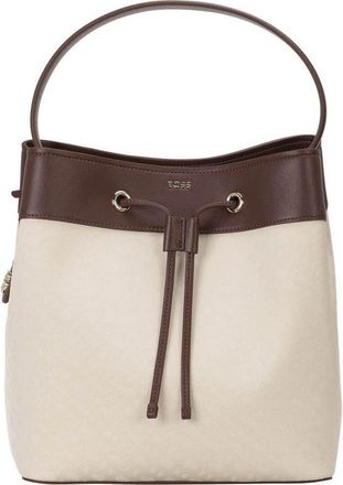 BOSS Liriel Canvas & Faux Leather Bucket Bag in Dark Brown at Nordstrom