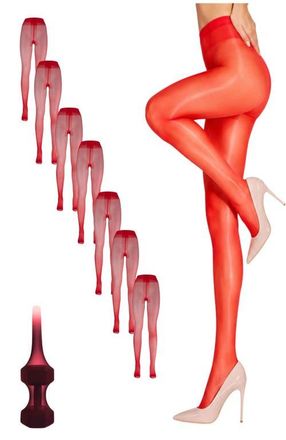 Lechery 7-Pack Glossy Sheer Run Resistant Party Evening Tights for Women in Red at Nordstrom, Size Small