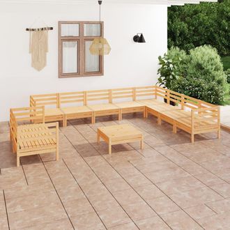 vidaXL Juego De Muebles De Jard&iacute;n 11 Piezas Madera Maciza De Pino Vidaxl