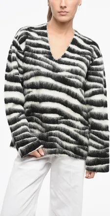 Marc Jacobs Maglia Girocollo In Lana Merino a Righe Marc Jacobs