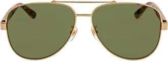 Gucci Green Pilot Mens Sunglasses GG0528S 009 63