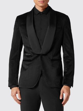 Philipp Plein Blazer da smoking in velluto con collo a scialle in raso