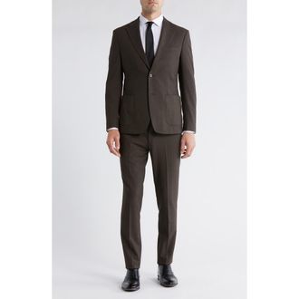 Calvin Klein Classic Fit Solid Suit in Brown at Nordstrom Rack, Size 38Regular