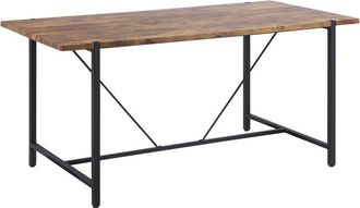 Beliani Beliani - Industrial Dining Room Table Dark Wood mdf Tabletop 160 x 80 cm Metal Legs Saritas