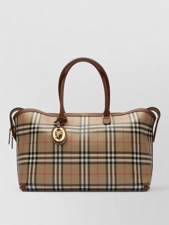 Burberry medium check tote bag gold hardware top handles