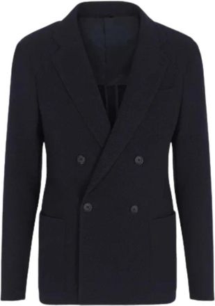 Giorgio Armani Upton Double-Breasted Jacket - Heren - Blazers - Blauw - L - Wol - Jassen