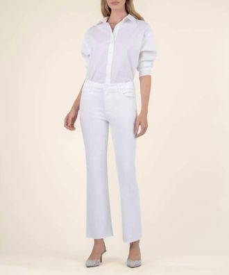Kut from the Kloth Kelsey High Rise Ankle Flare With Raw Hem Jeans In Optic White