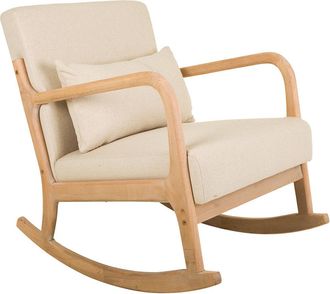 Wanderlust Deco Wanderlust Deco - Sill&oacute;n Balancin De Madera Tapizado Color Crema 66x88x47/78
