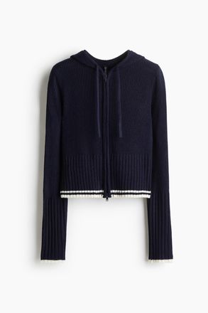 H&M Cardigan mit Zipper und Kapuze - Blue