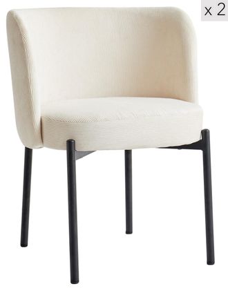 Nordlys Set 2 sillas con patas de acero en pana beige