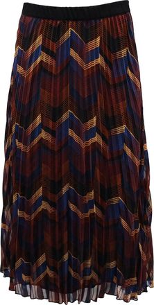 BA&SH Ba & sh Zigzag Print Pleated Midi Skirt in Multicolor Polyester