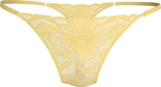 Tommy Hilfiger Womens Floral Lace Tanga Thong, Citronella - Yellow - Size: 10
