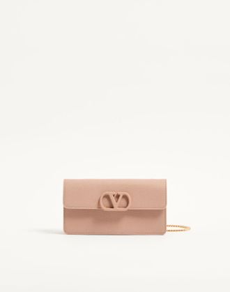 Valentino Garavani VLogo Signature Grainy Calfskin Wallet With Chain Wo