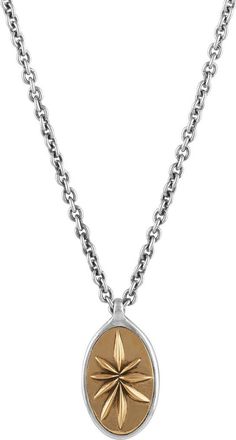 John Varvatos Mens Artisan Sterling Silver & Brass Pendant Necklace in Mix at Nordstrom, Size 24