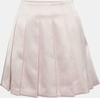 Self Portrait Pink Satin Pleated Mini Skirt