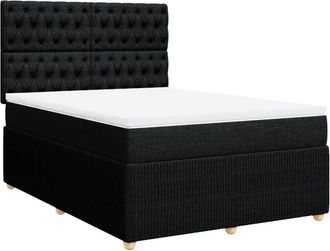 vidaXL Cama Box Spring Con Colch&oacute;n Tela Negro 160x200 Cm Vidaxl