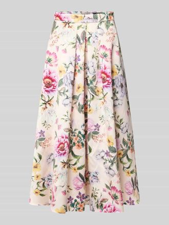 Swing Midirock im Allover-Look mit Falten in Rosa, Gr&ouml;&szlig;e 34