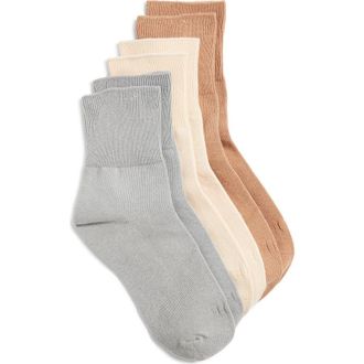Hue 3-Pack Bobby Socks in Neutrals Pack at Nordstrom