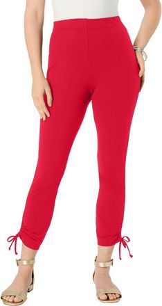 Roaman's Side Tie Ruched Capri in Vivid Red at Nordstrom, Size 40