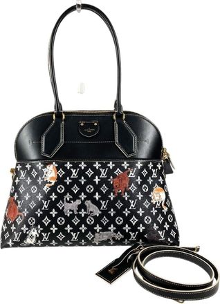 Louis Vuitton Black Noir Leather Shoulder Bag Tote Bag (Pre-Owned)