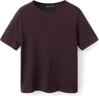 Mango Short Sleeve Sweater in Wine at Nordstrom, Size X-Small