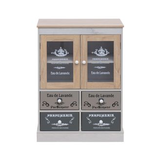 Mobili Rebecca Mobili Rebecca - Rebecca Mobili Armario Shabby Con 4 Cajones Y 2 Puertas En Madera Blanca, Beige Y Gris