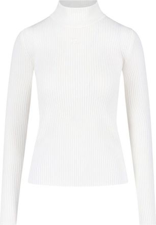 Courr&egrave;ges Logo Turtleneck, In White Viscose Blend