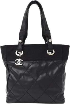 Chanel Pre-owned Canvas Tote Bag - Dames - Vintage Handtas - Zwart - ONE Size - Vintage