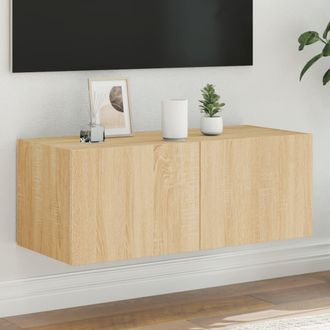 vidaXL Vidaxl - Mueble De Tv De Pared Con Luces Led Roble Sonoma 80x35x31 Cm