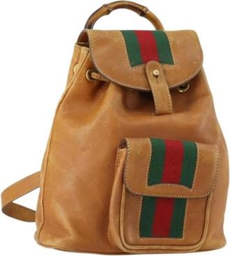 Gucci Pre-owned Backpacks, female, Brown, Size: ONE SIZE Pre-owned Leather Backpack