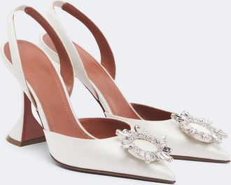 Amina Muaddi Begum satin slingback pumps