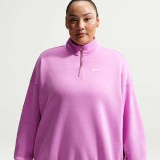 Nike Womens Nike Sportswear Phoenix Fleece Over-Oversized 1/4-Zip (Plus Size) in Purple | HJ0933-503
