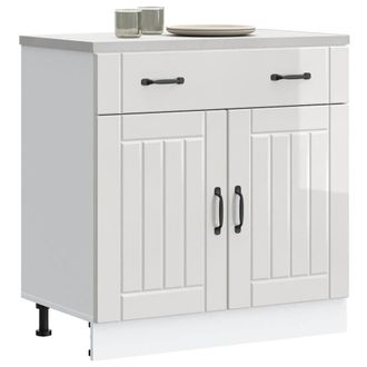 Berkfield Home Kitchen Base Cabinet Lucca High Gloss White Engineered Wood