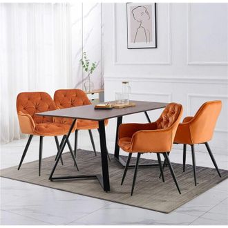 Ainpecca Ainpecca - uk 150CM Retro industrial design dining table and 4 chairs set wood table top metal chair leg,org