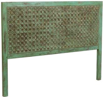 Wanderlust Deco Cabecero de cama de madera artesanal verde 160x3x120h cm
