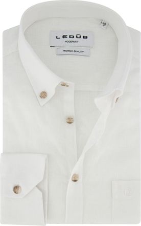 Led&ucirc;b Witte linnen Ledub overhemd Modern Fit