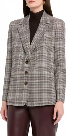 Alice & Olivia Michael Boxy Blazer In Black/white/toffee