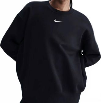 Nike Phoenix Fleece Crewneck Sweatshirt In Black / White