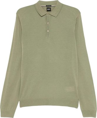 HUGO BOSS Lancione Knit Polo - Heren - Polos - Groen - S - Wol - Tops