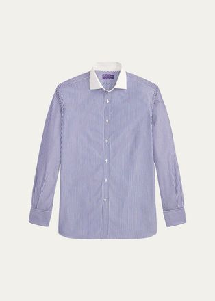 Ralph Lauren Purple Label Mens Striped Poplin French Cuff Shirt