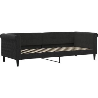 vidaXL Sof&aacute; Cama Sin Colch&oacute;n Terciopelo Negro 80x200 Cm Vidaxl