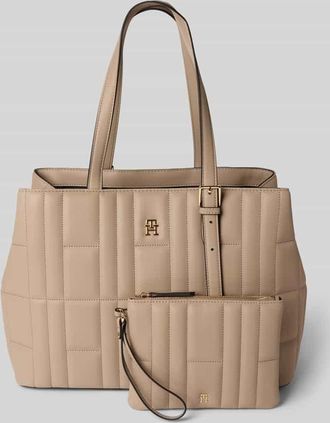 Tommy Hilfiger Henkeltasche mit Steppnähten in Taupe, Größe 1