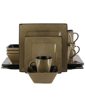 Gibson Home Kiesling 16Pc Hard Square Stoneware Dinnerware Set
