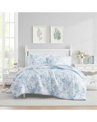 Laura Ashley Delphine/Sarsprig Reversible Washed Comforter Set