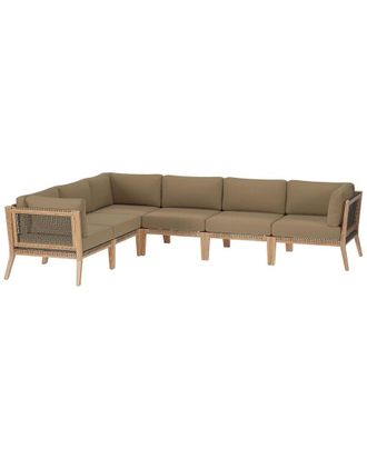 ModWay Clearwater Outdoor Patio Teak Wood 6Pc Sectional Sofa