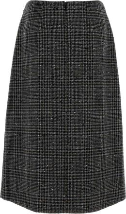 Fendi Womens Tweed Skirt Brown Virgin Wool Cotton