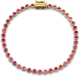 Monica Vinader Pink Quartz Essential Tennis Bracelet in 18K Gold Vermeil/Pink Quartz at Nordstrom, Size Small